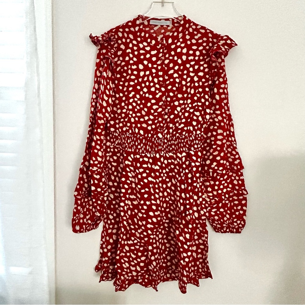🍒NEW IN BAG Red With White Polka Dots Long Sleeve Dress. Size: Medium - Picture 8 of 12